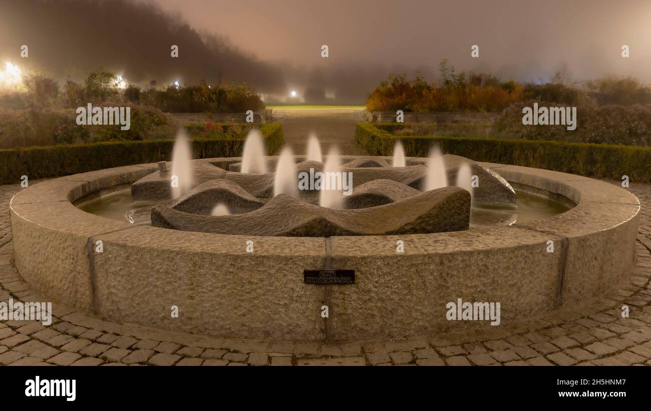 Fountain in public park in Ingolstadt with no people Stock Photo Alamy