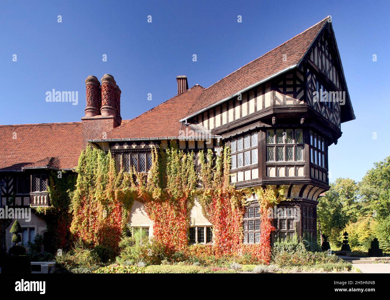 Cecilienhof Palace in English country house style, UNESCO World Heritage Site, New Garden, Potsdam, Brandenburg, Germany Stock Photo