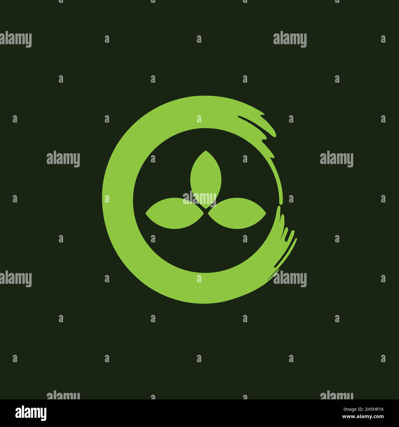 vector design. logo created from combination spa brush effect and leaf. Stock Vector