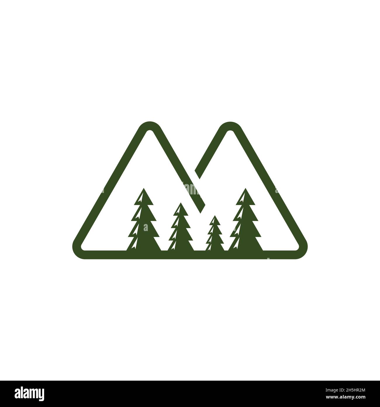 vector design. Logo created from abstract mountain with the tree. Stock Vector