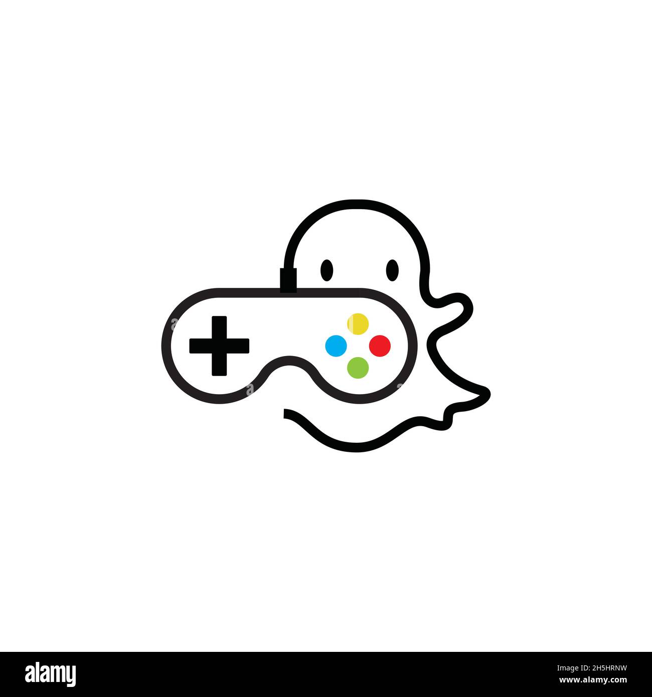 vector design. logo created from combination of Ghost and stick game. Stock Vector