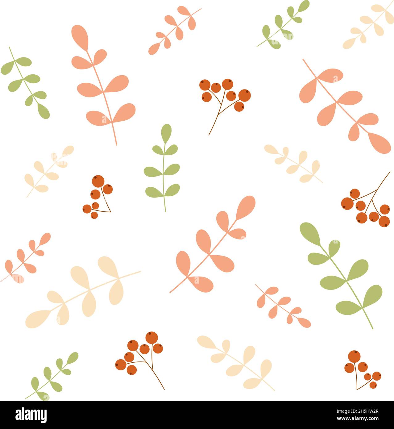Seamless pattern for background with leaves and berries.  Stock Vector