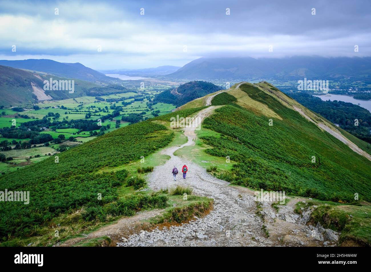 Cat Bells is a fell in the English Lake District in the county of Cumbria. It is situated on the western shore of Derwentwater. Stock Photo