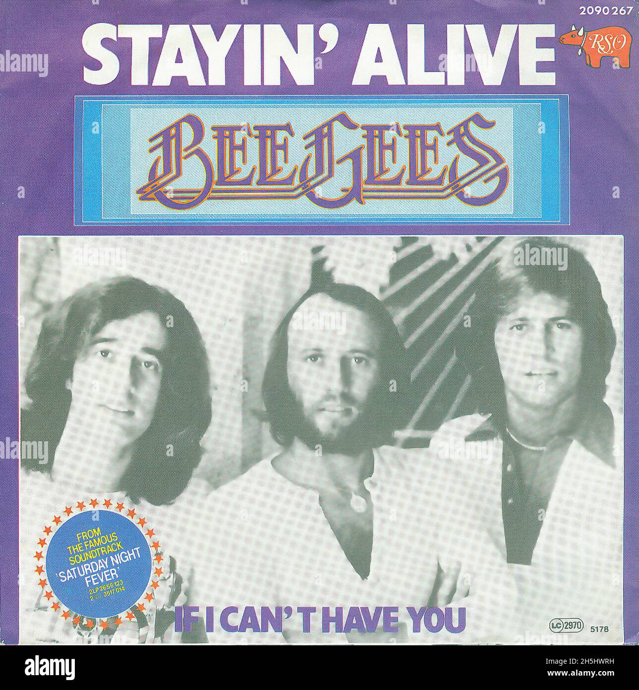 Vintage single record cover - Bee Gees, The - Stayin' Alive - D - 1978 Stock Photo