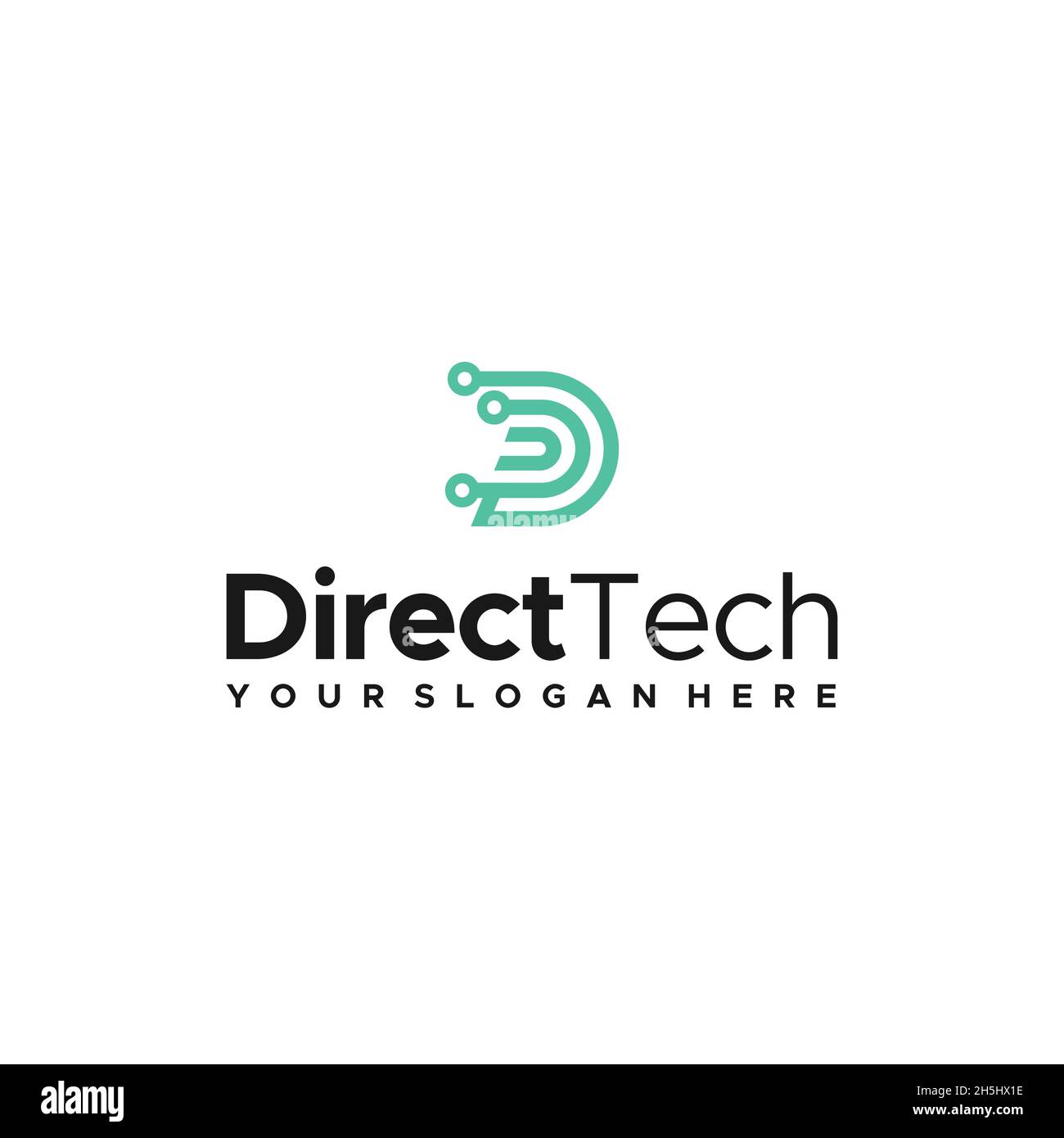 flat letter mark initial D Direct Tech logo design Stock Vector