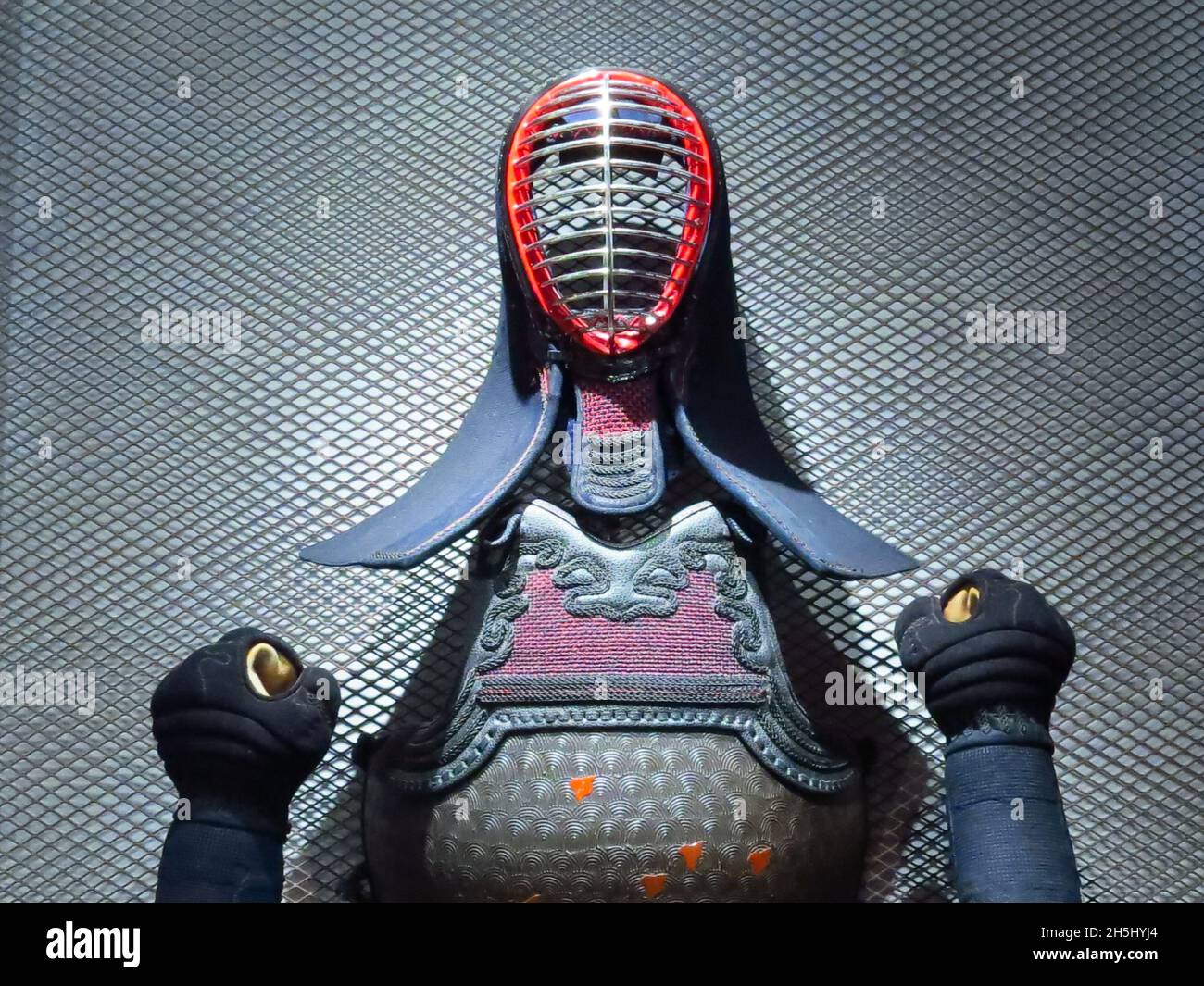 Closeup shot of full body armor set known as bogu for Japanese