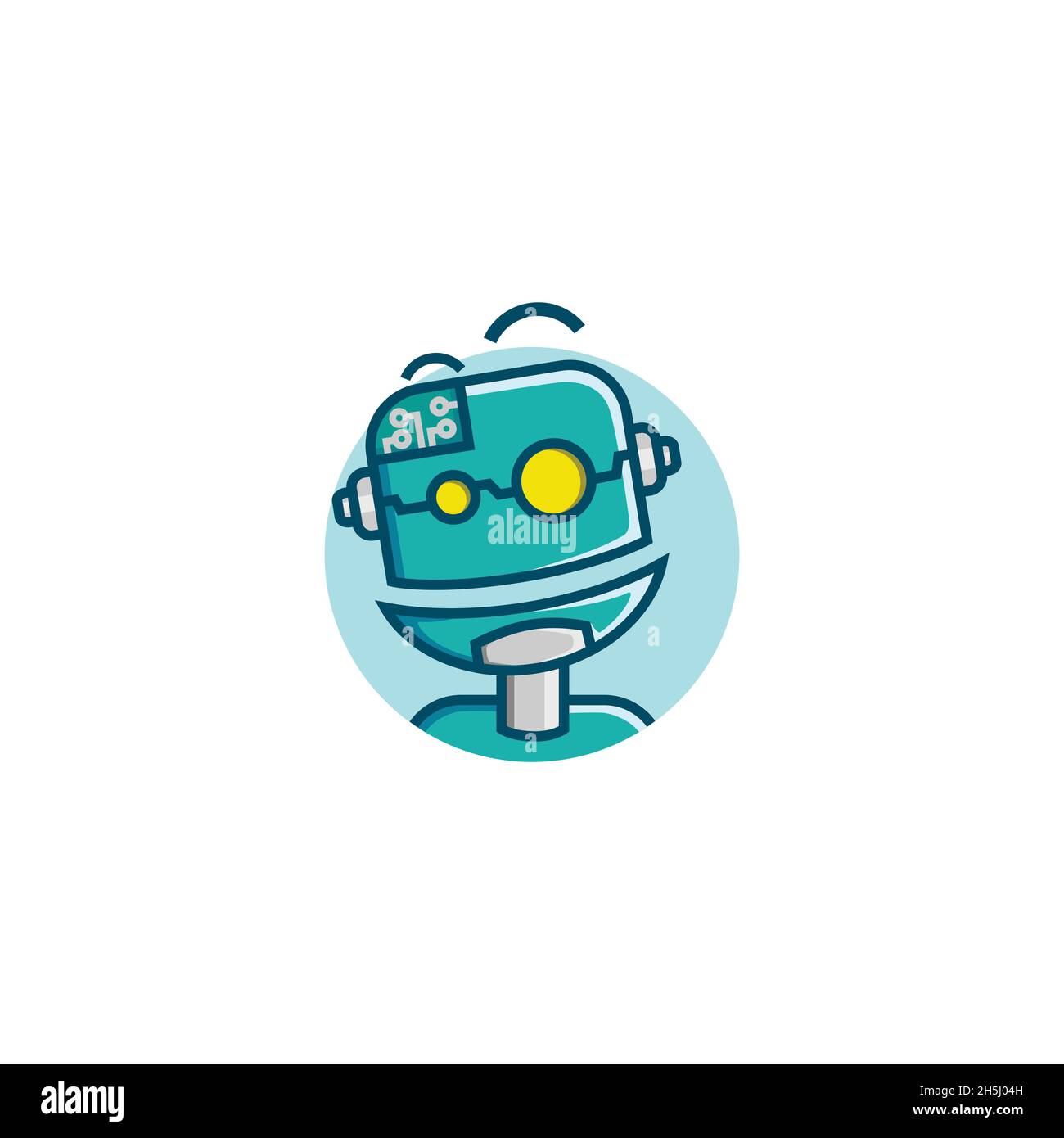 vector illustration. logo created from shape of smile robot design. Stock Vector