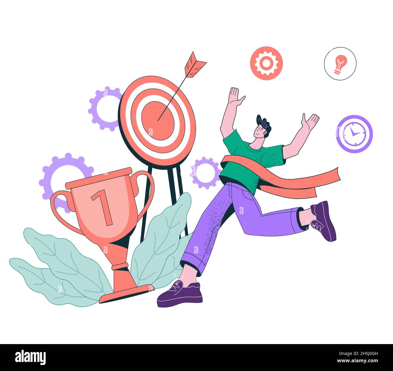 Businessman achieves business goals. Strategy for achieving goals and ...
