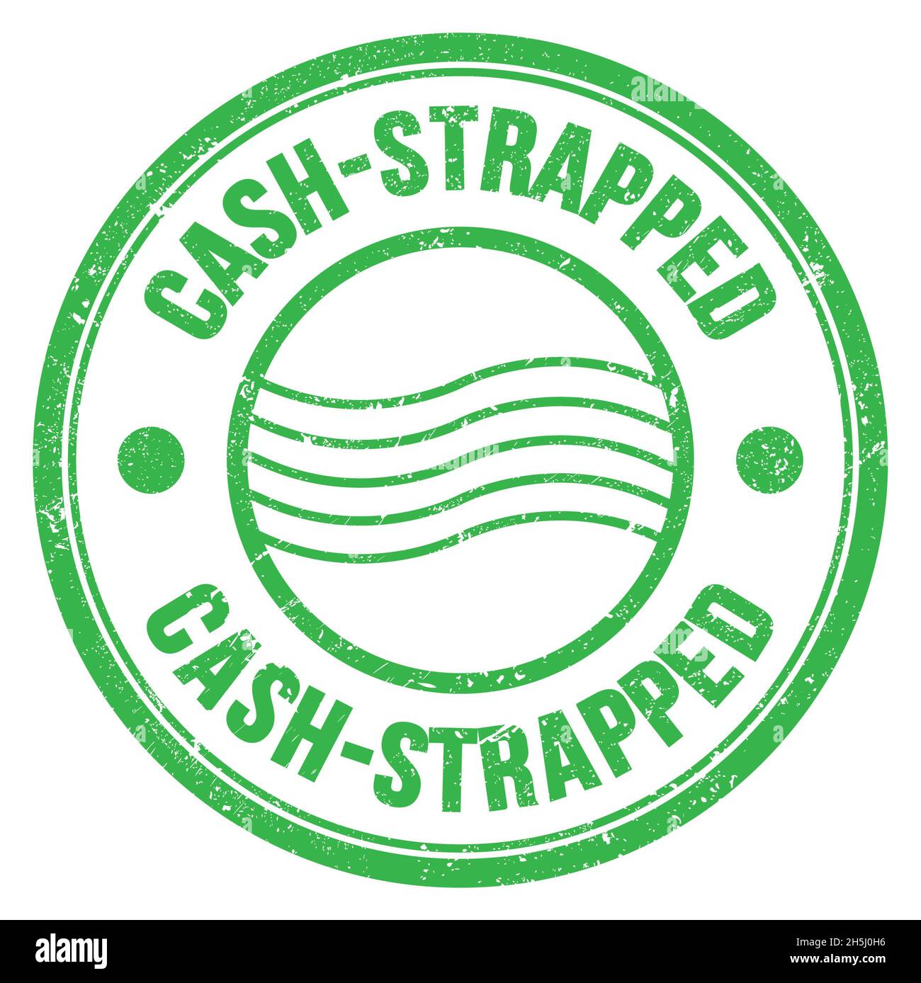 CASHSTRAPPED word written on green round postal stamp sign Stock Photo