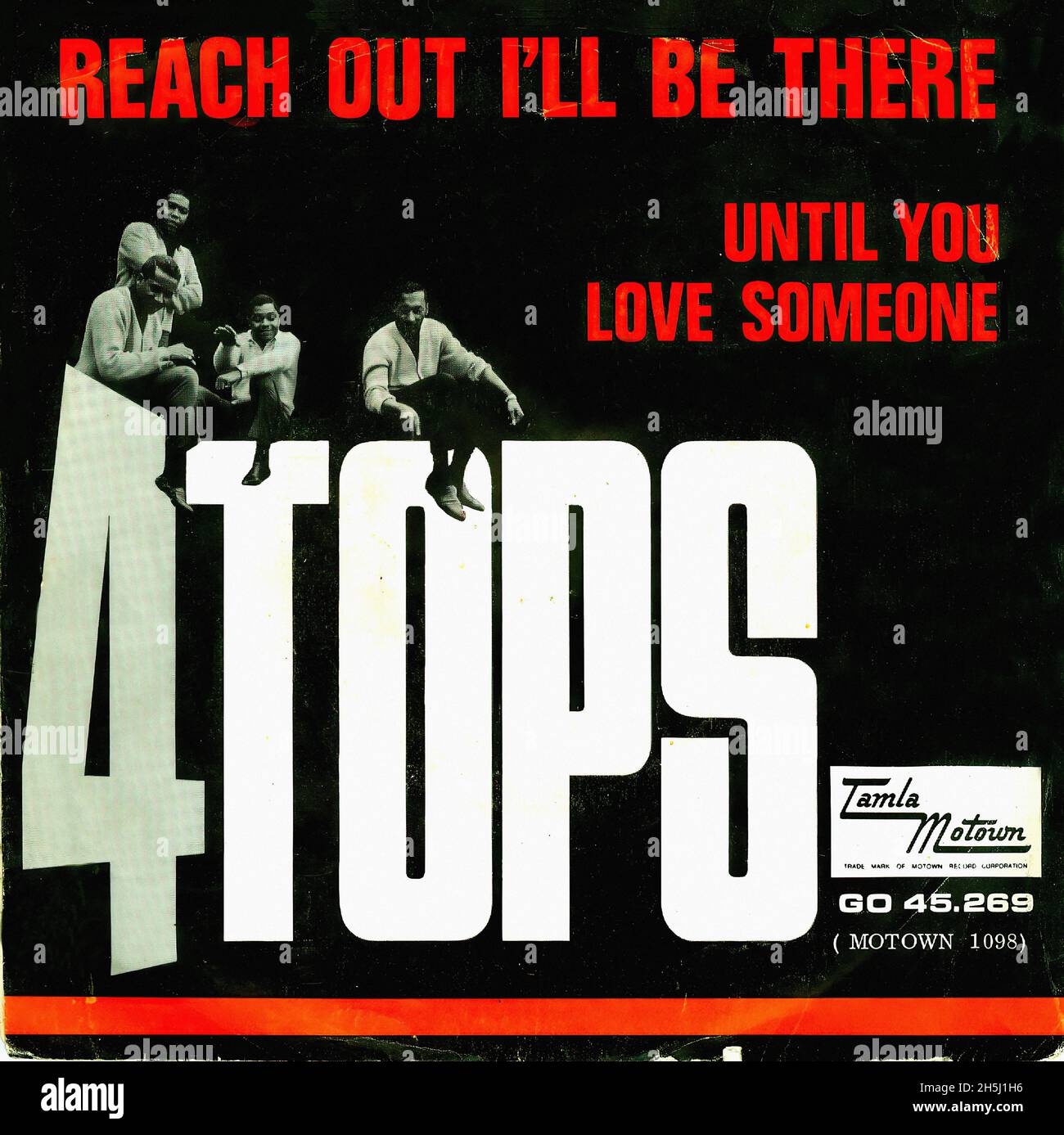 Vintage single record cover - Four Tops, The - Reach Out I'll Be There - NL - 1966 Stock Photo