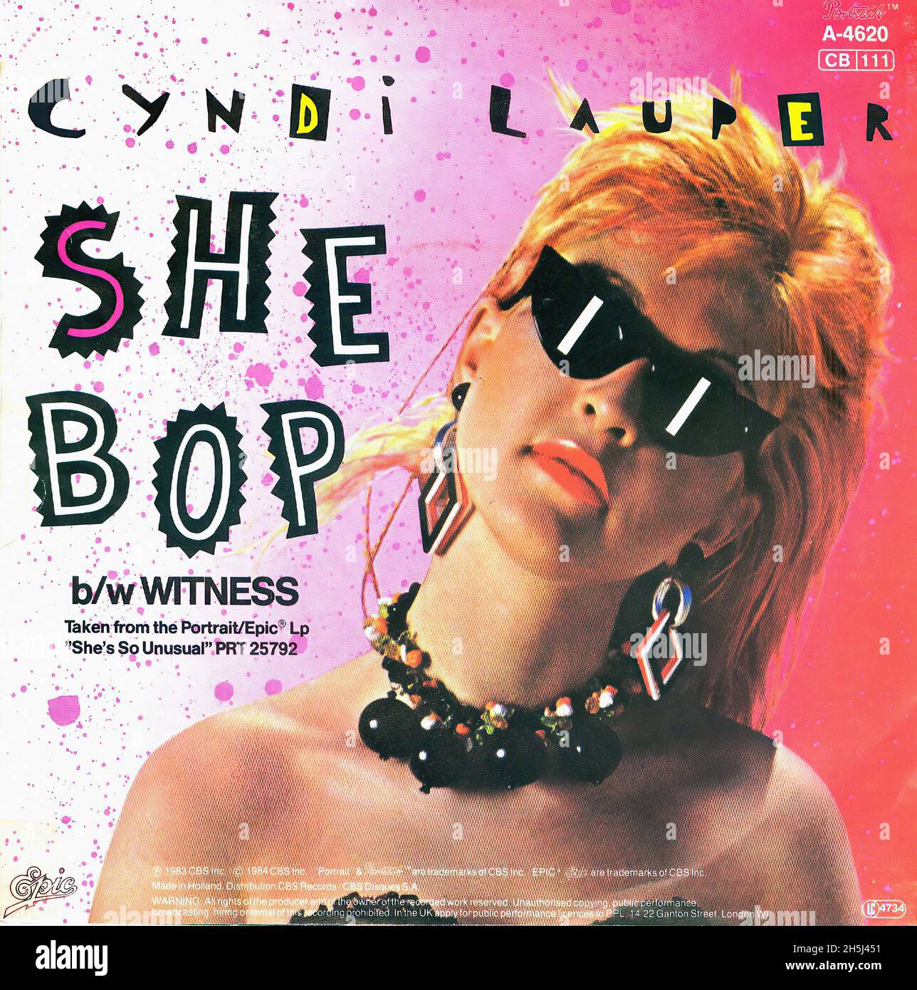 Vintage single record cover - Lauper, Cyndi - She Bop - NL - D - 1983 01 Stock Photo