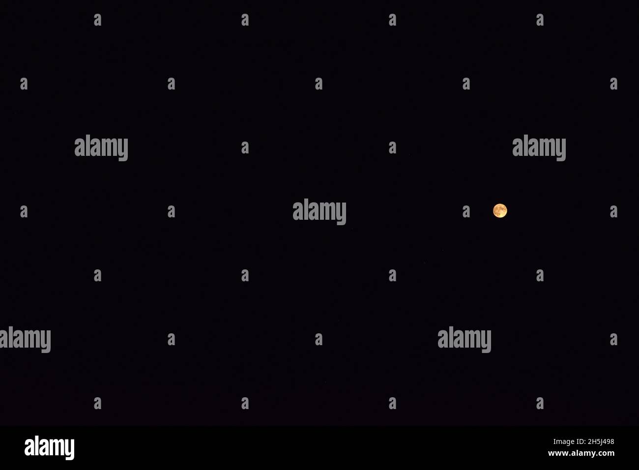 Full moon on the dark night sky. Stock Photo