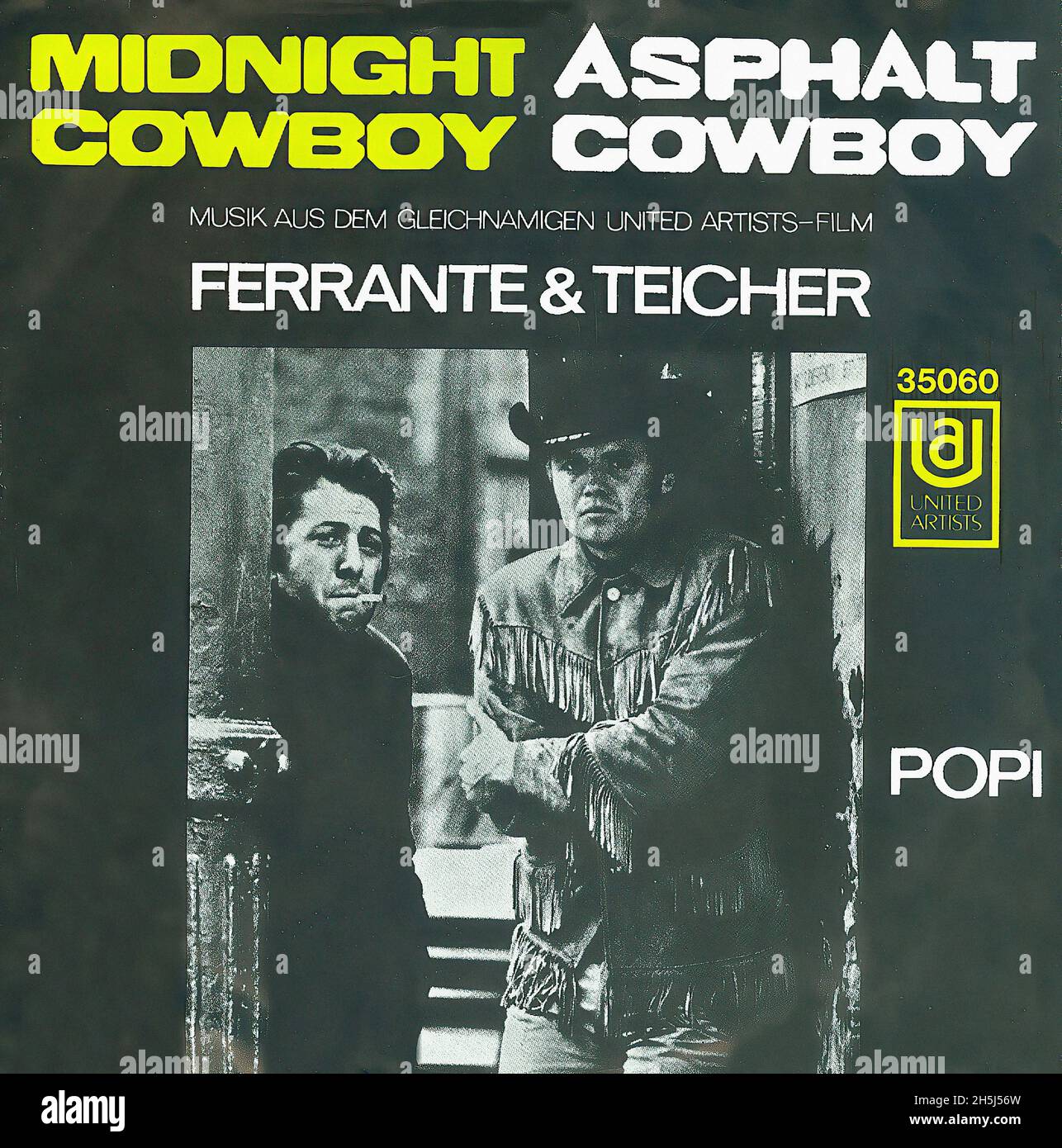 Vintage single record cover Midnight Cowboy Asphalt Cowboy