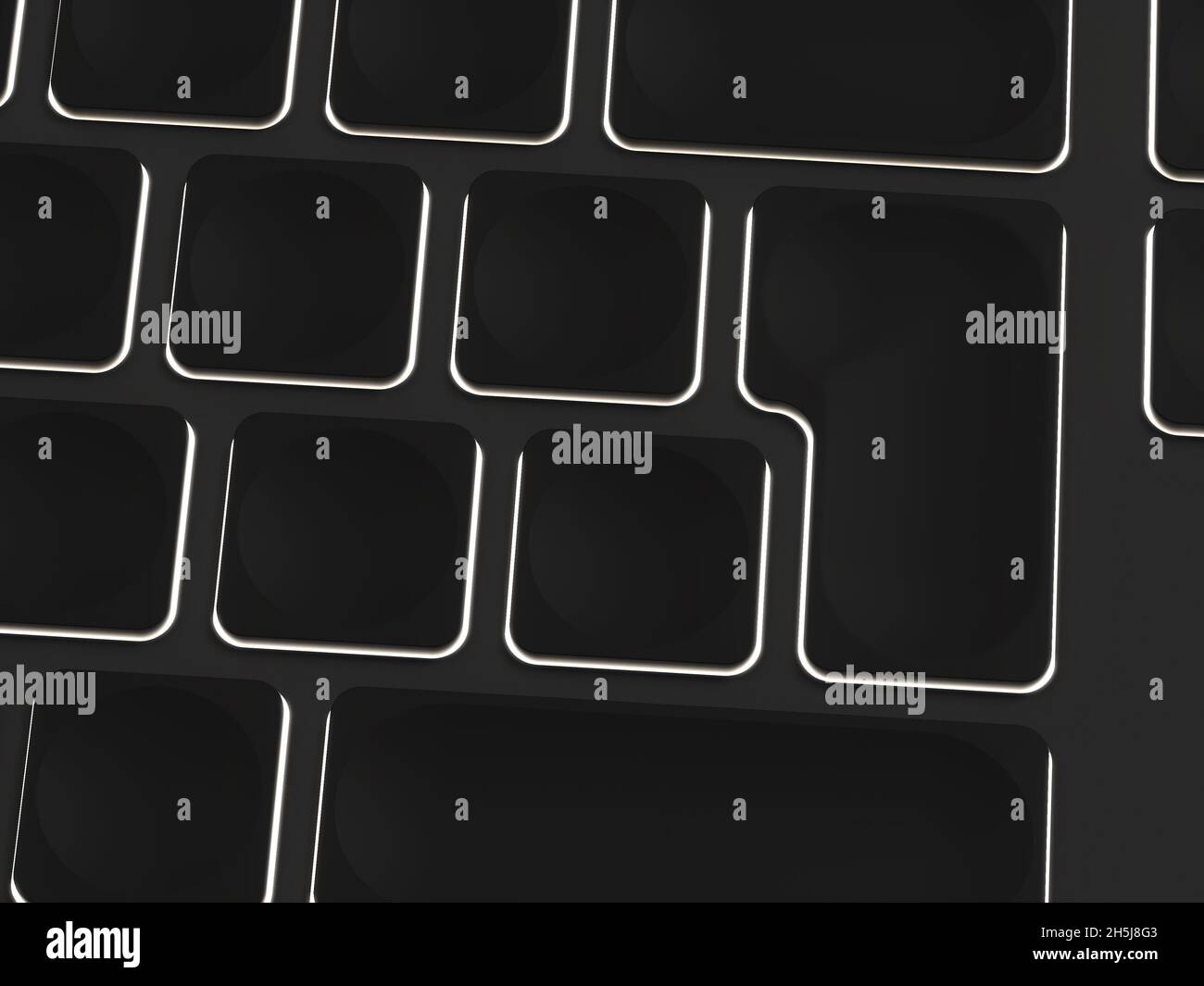 3d rendering of blank keys on a computer keyboard to be costumized with your content Stock Photo