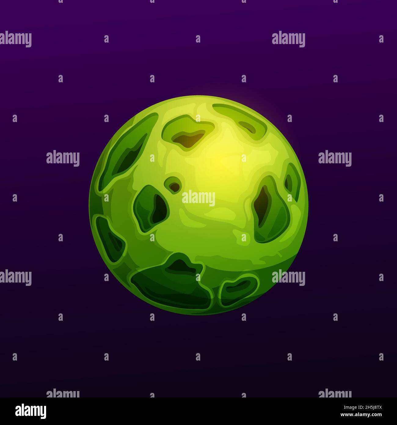 Fantasy eco planet with green surface, far fairy alien world isolated ...