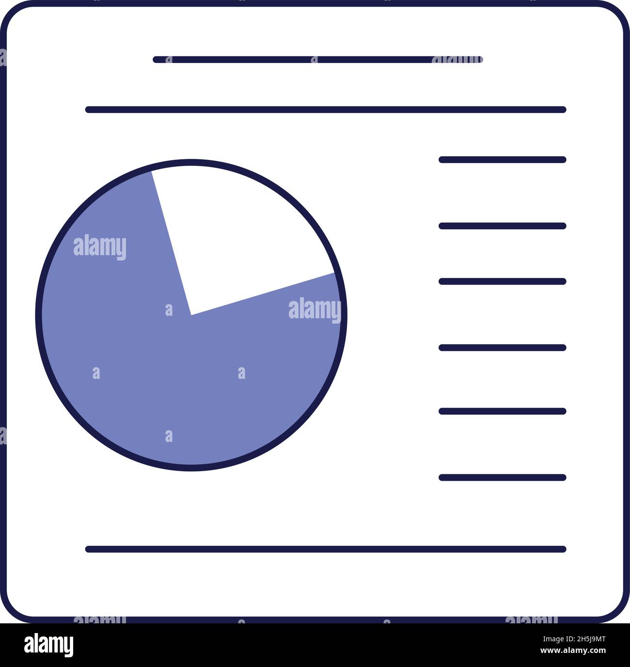 Text frame with pie chart. Data statictics icon Stock Vector