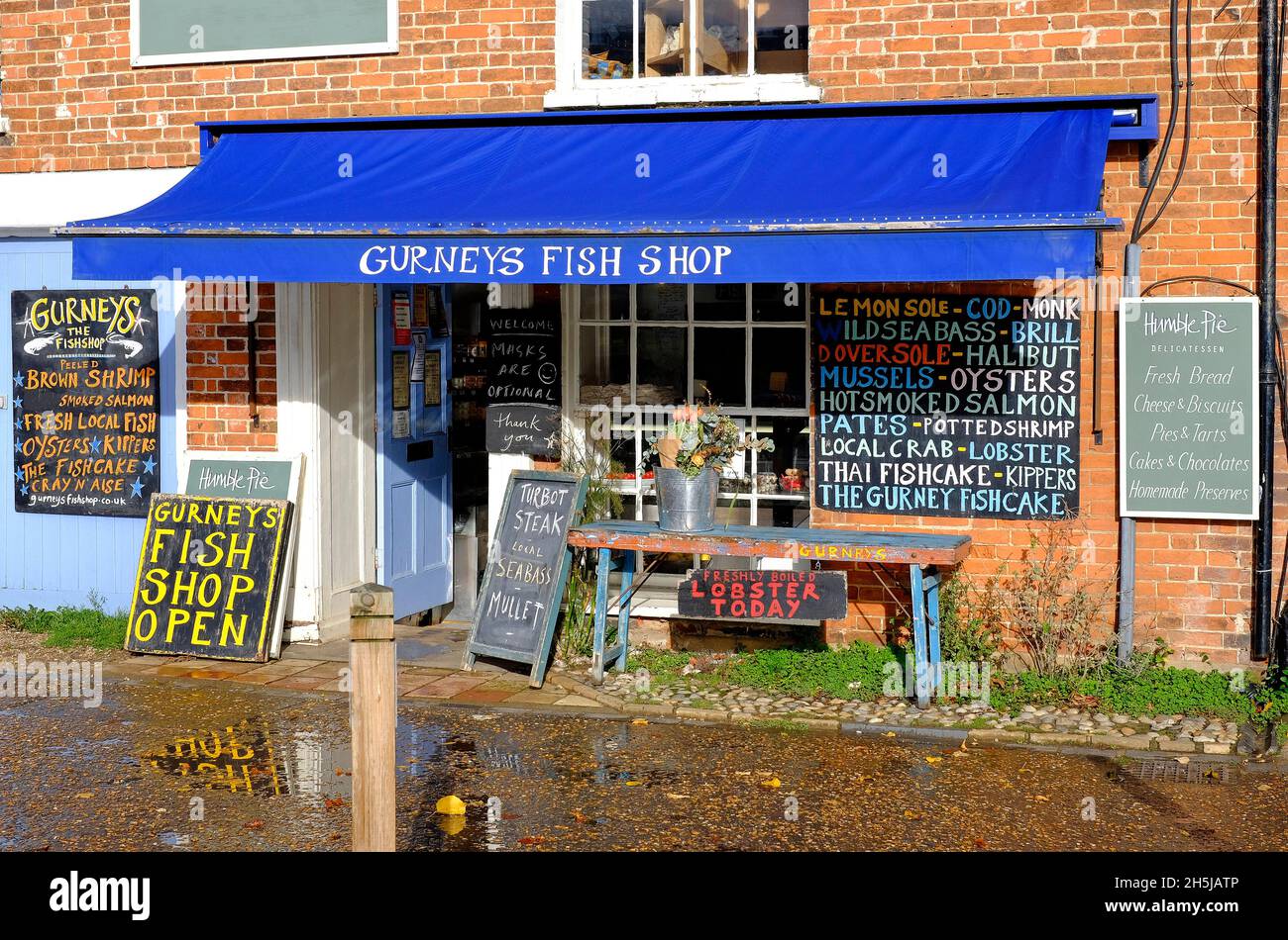 gurneys fish shop, burnham market, north norfolk, england Stock Photo
