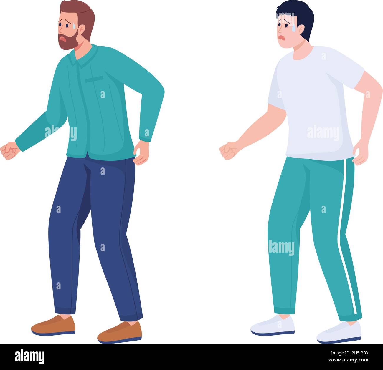 Bothered men semi flat color vector characters set Stock Vector