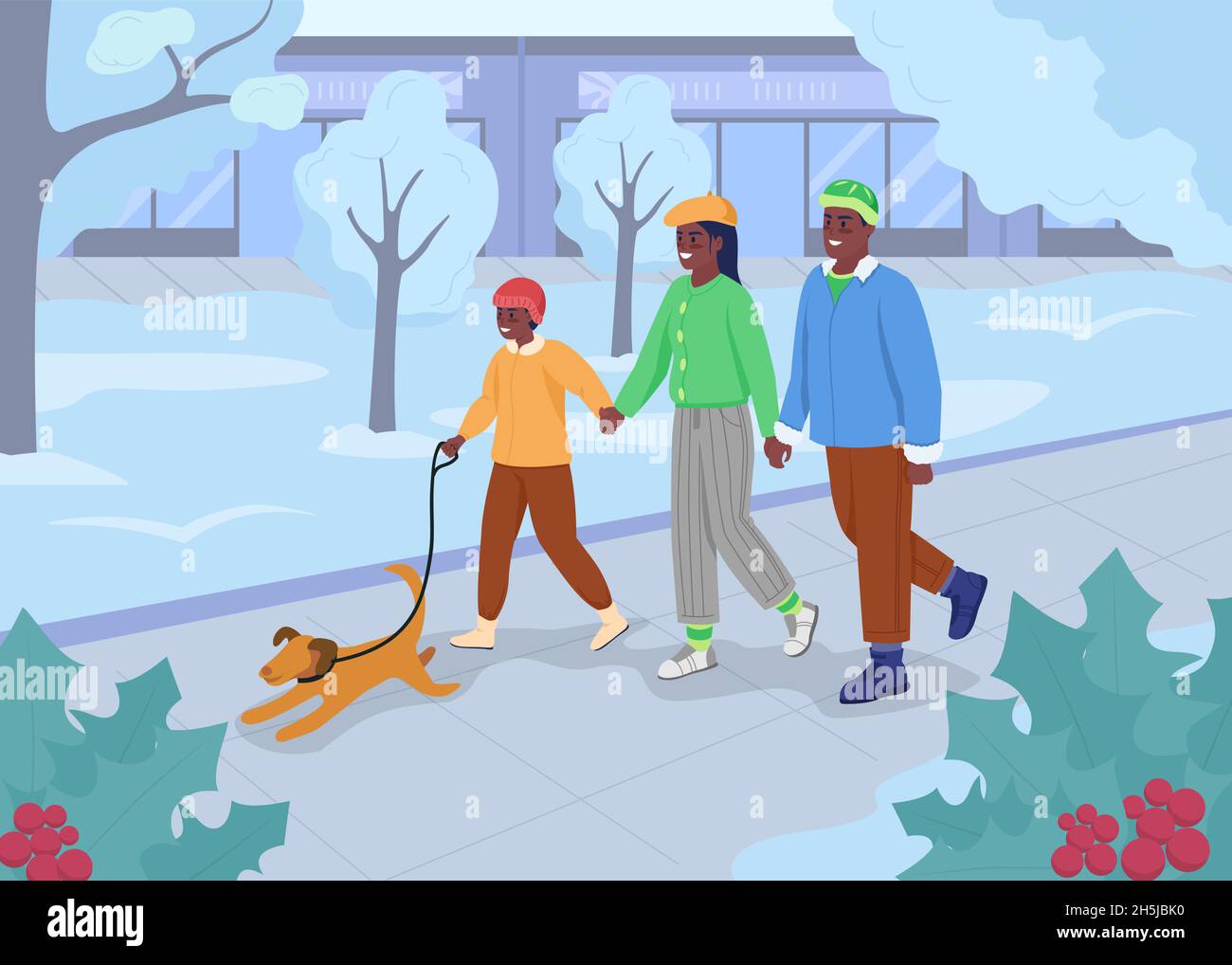 Winter walk flat color vector illustration Stock Vector Image & Art - Alamy
