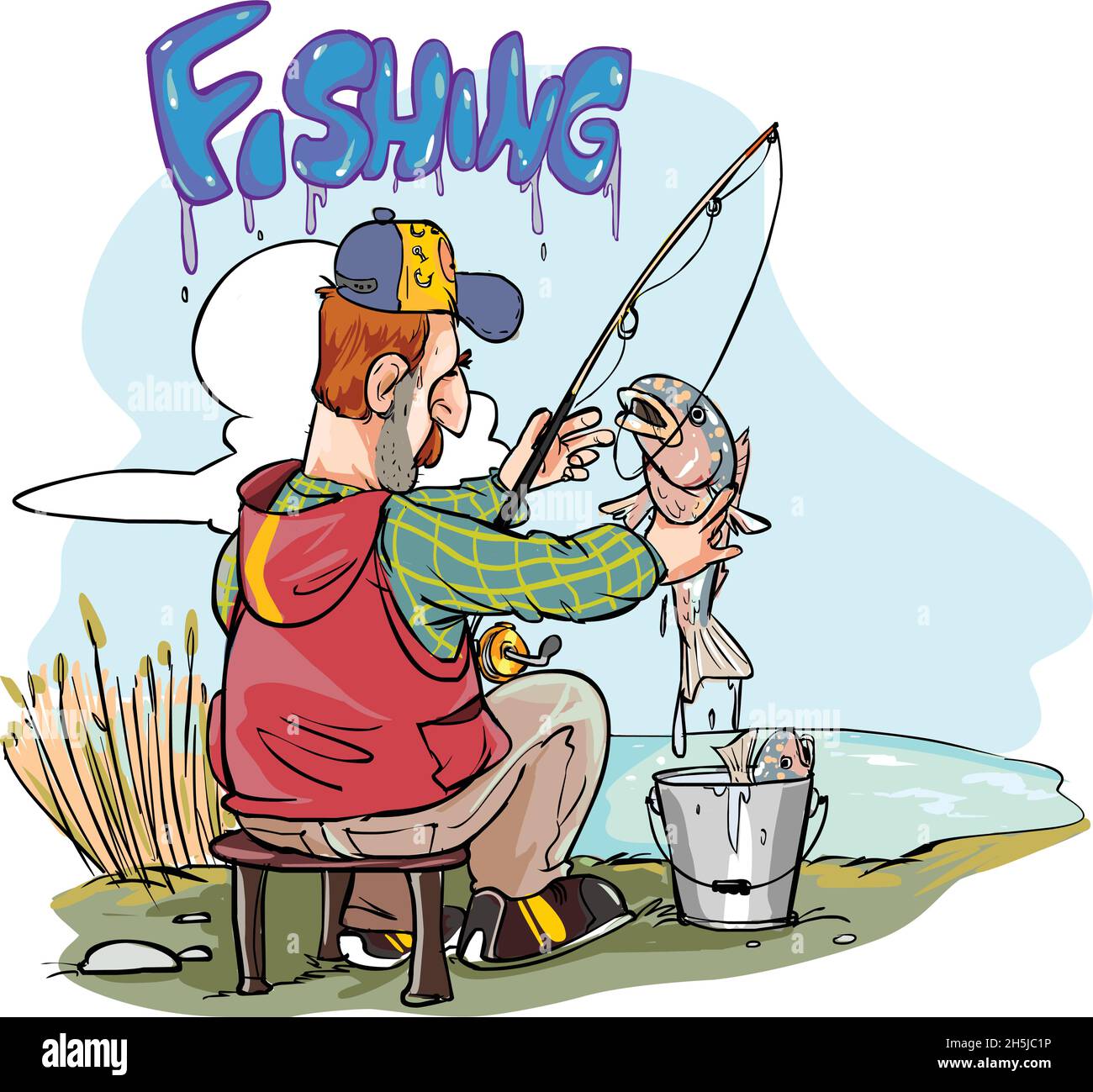 a man fishing illustration Stock Vector Image & Art - Alamy