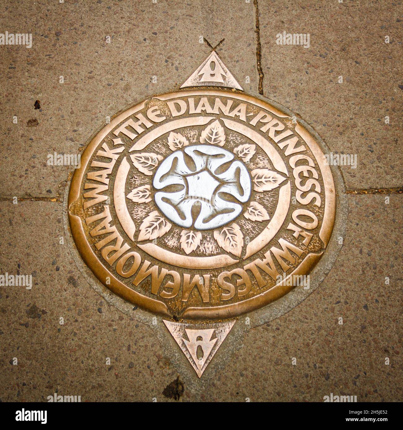 London, United Kingdom; March 15th 2011: Plaque from the Diana of Wales memorial walk. Stock Photo