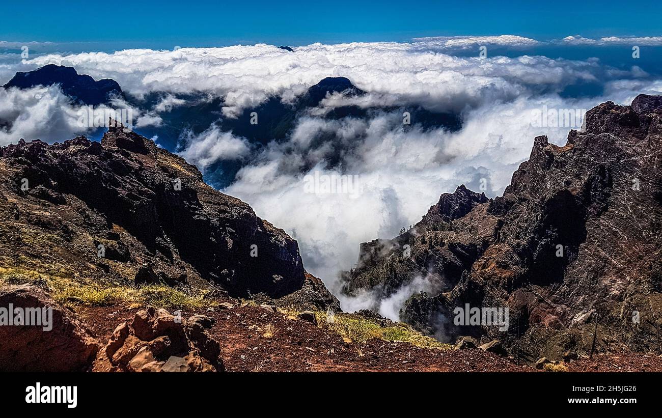 Über den Wolken auf La Palma in der nähe der Sternwarte Stock Photo
