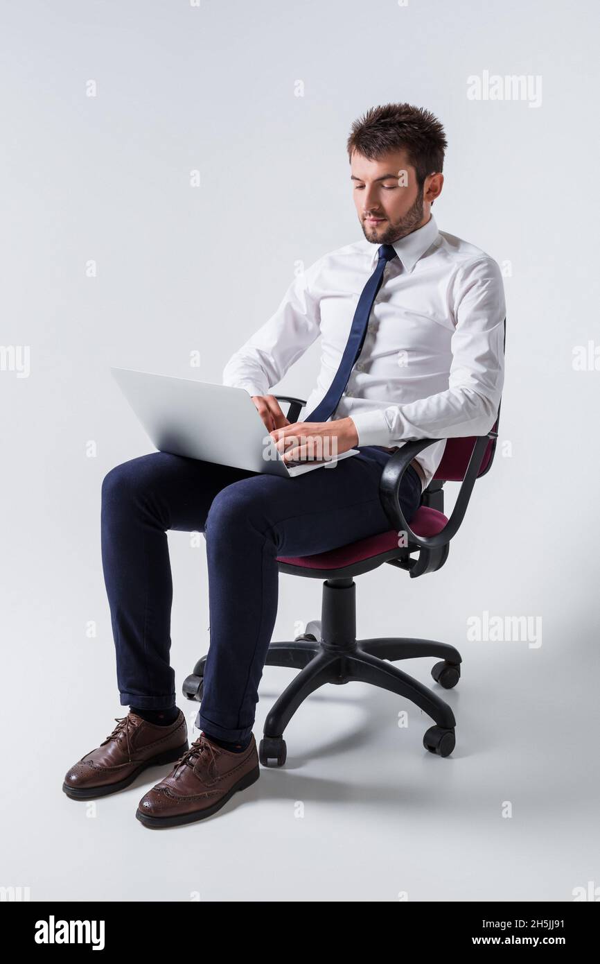 emotional man and notebook Stock Photo - Alamy