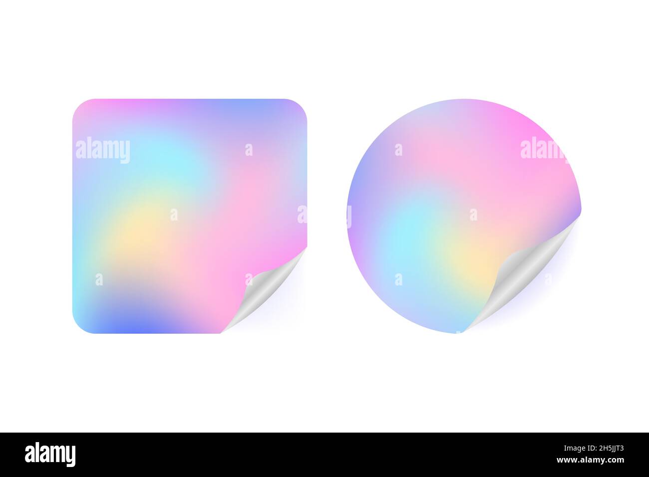 Holographic stickers. Blank rainbow shiny emblems. Vector stock illustration. Stock Vector