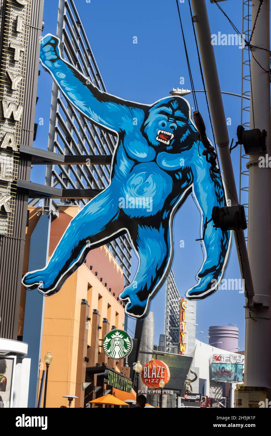 Neon gorilla sign Universal City Walk, Hollywood, California Stock Photo