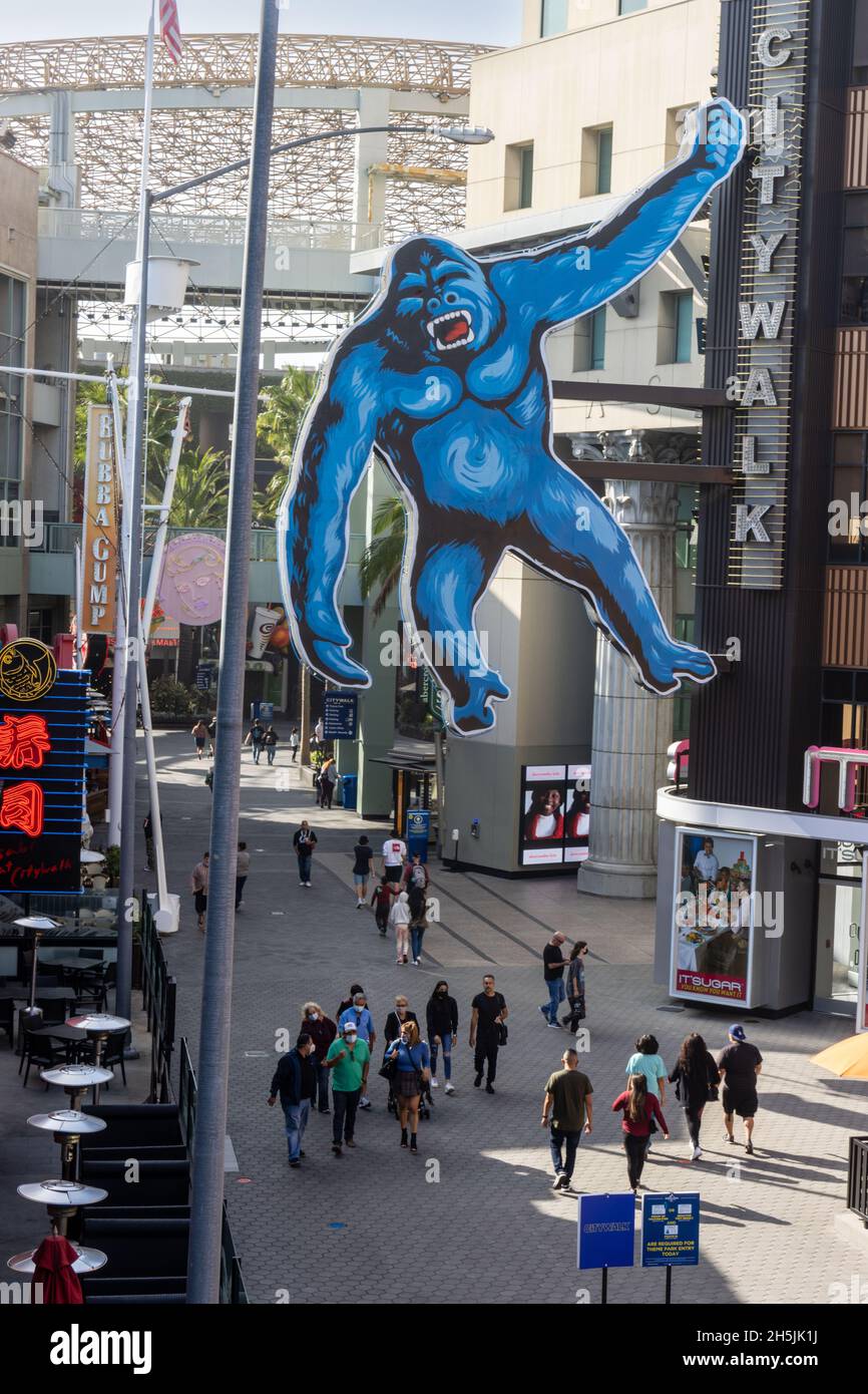 Neon gorilla sign Universal City Walk, Hollywood, California Stock Photo