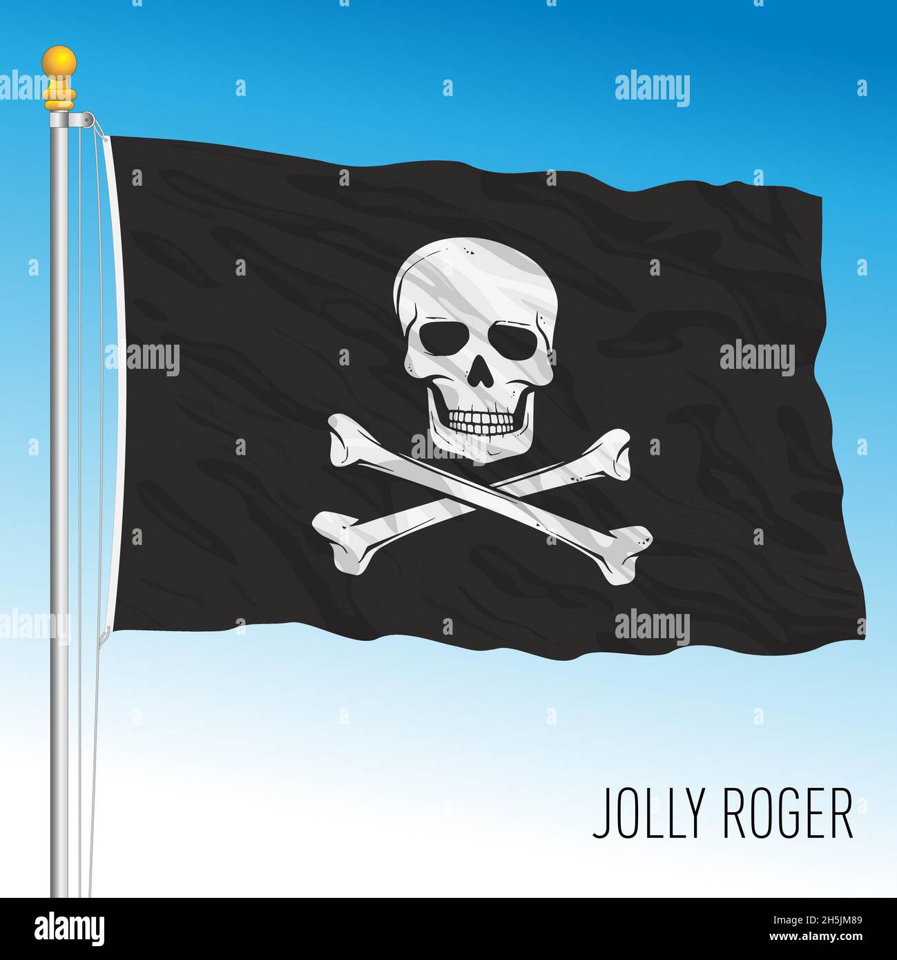 Jolly Roger Pirate flag, vector illustration Stock Vector