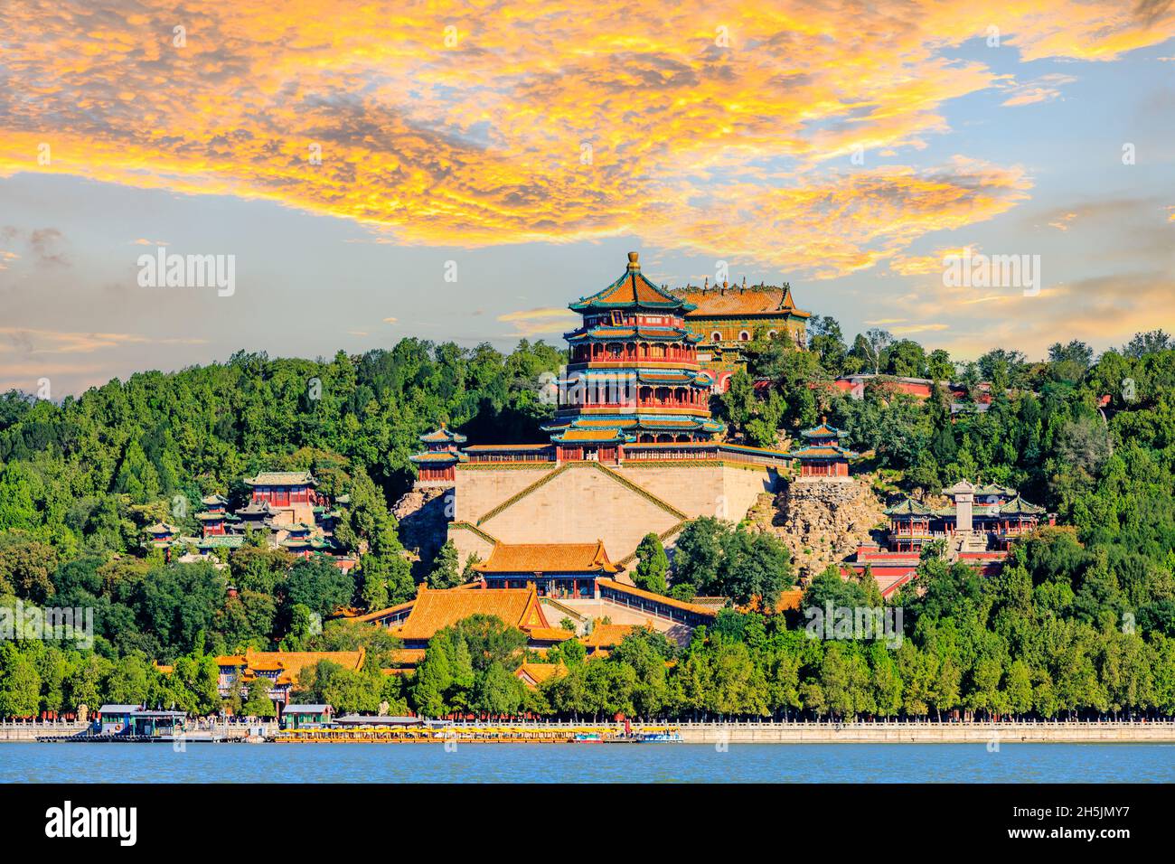 Imperial Summer Palace in Beijing at sunset,China. Stock Photo