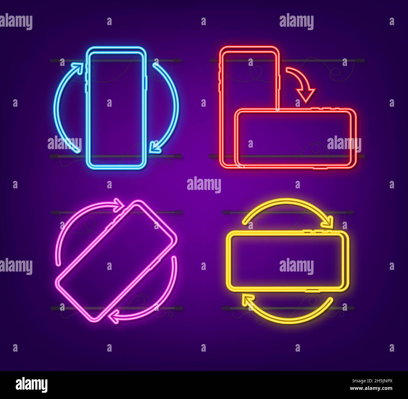 Rotate smartphone isolated icon. Neon icon. Device rotation symbol