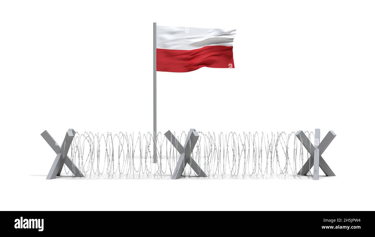 Poland's border closed for migrants. - 3D rendering Stock Photo