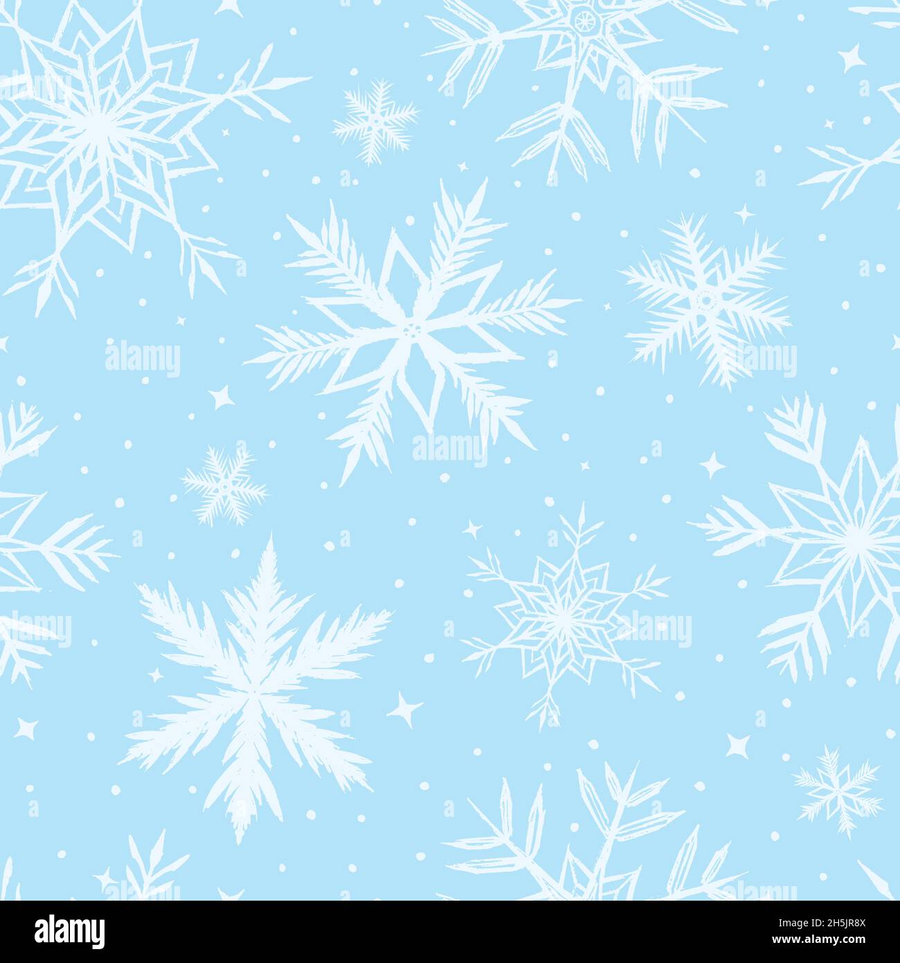 Abstract Snowflakes seamless pattern. Digital Illustration Background Stock Vector