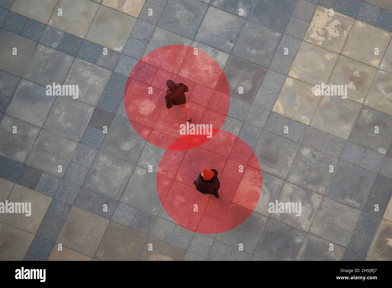 View of the people on the street from above. Stock Photo