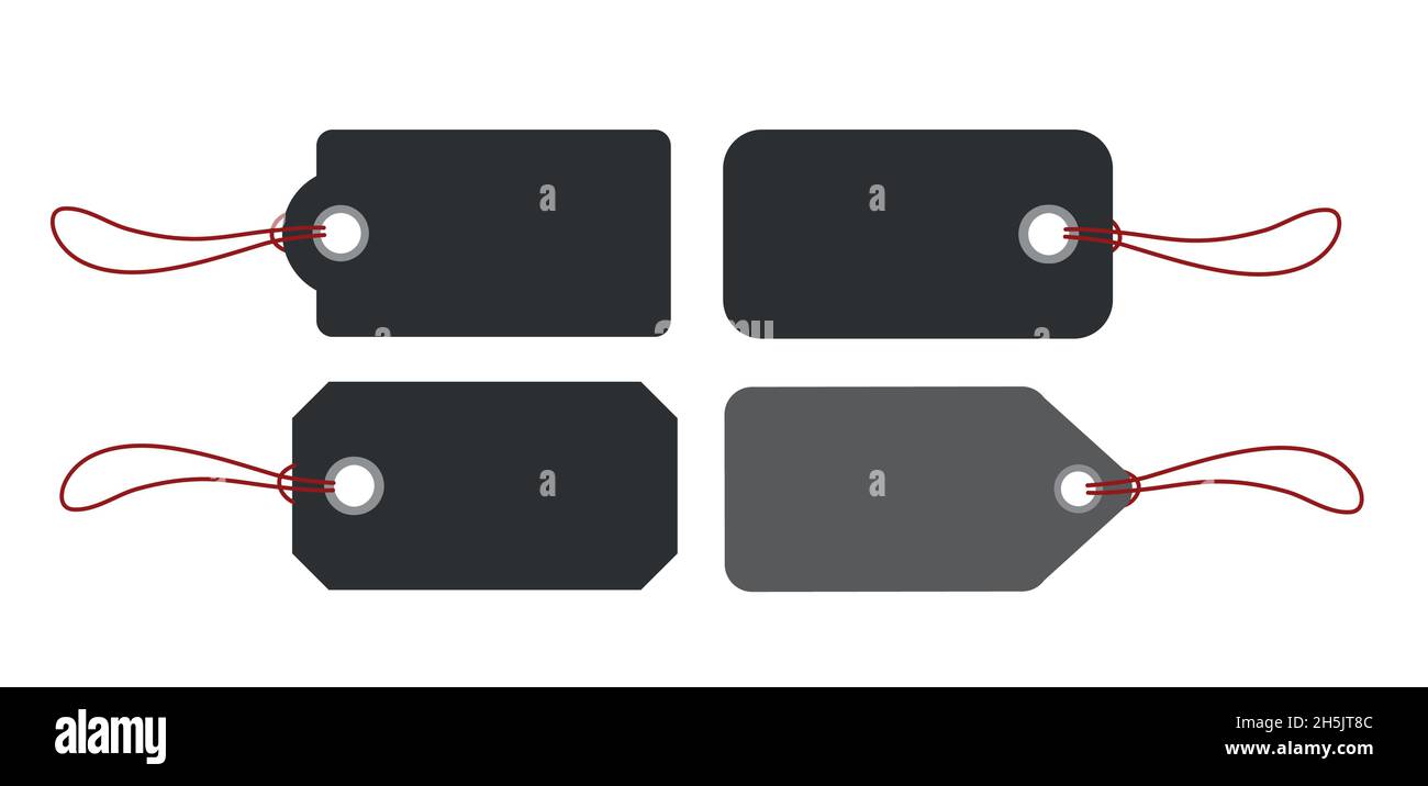 Blank price tags or sale shopping labels set with rope. Colourful tags