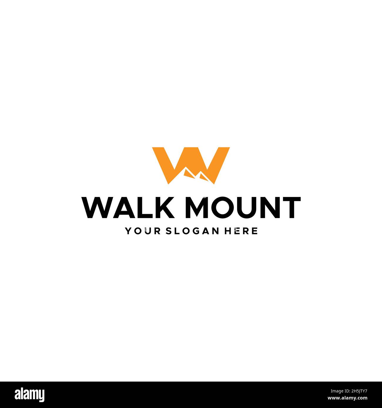 flat letter mark initial W walk mount Logo design Stock Vector