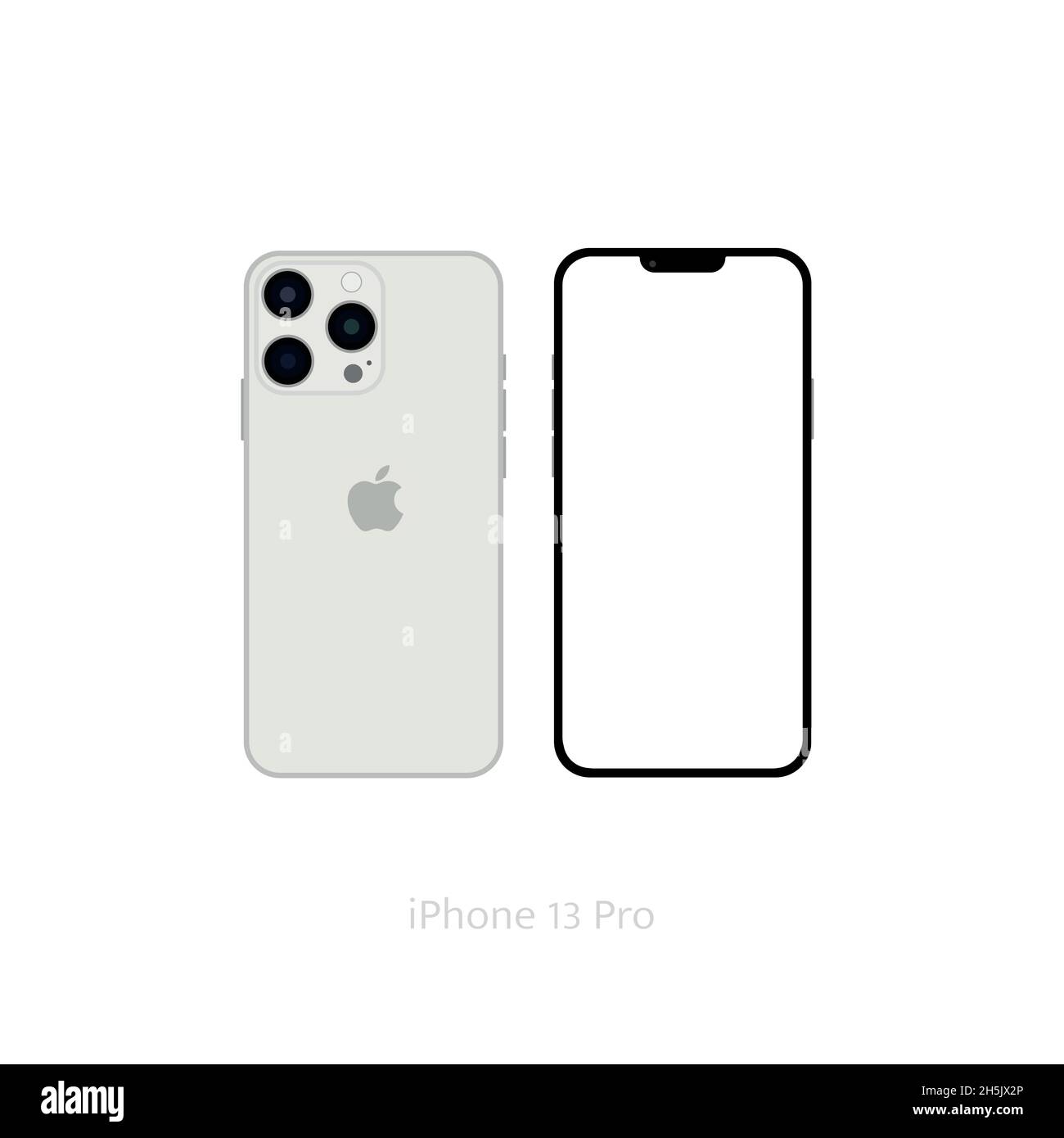 Realistic white iPhone 13 pro mockup, Smartphone vector white screen