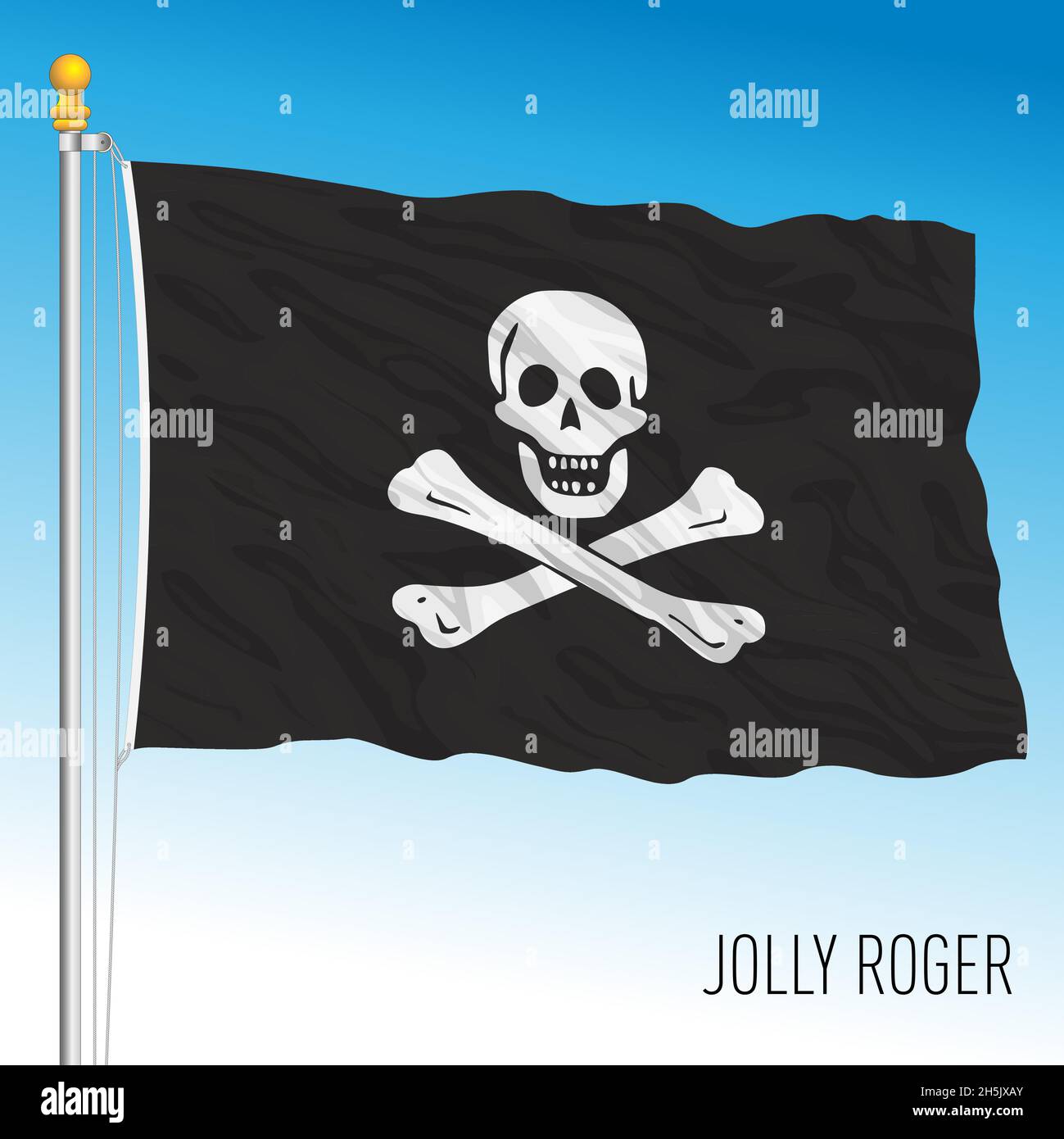 Jolly Roger Pirate flag, vector illustration Stock Vector