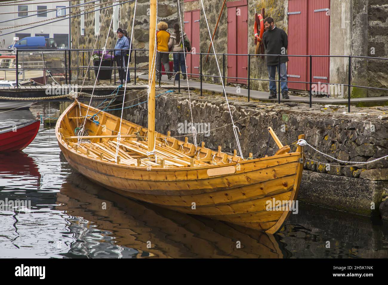 Replica, Viking boats, Tinganes District, Tórshavn, Faroe Islands Stock Photo