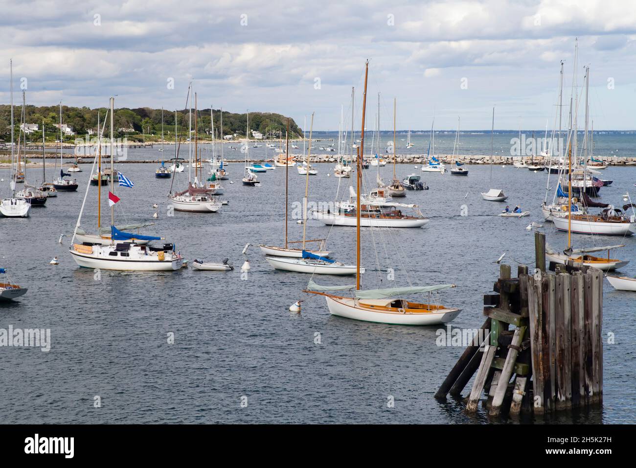Boats at anchor in Vineyard Haven Stock Photo Alamy