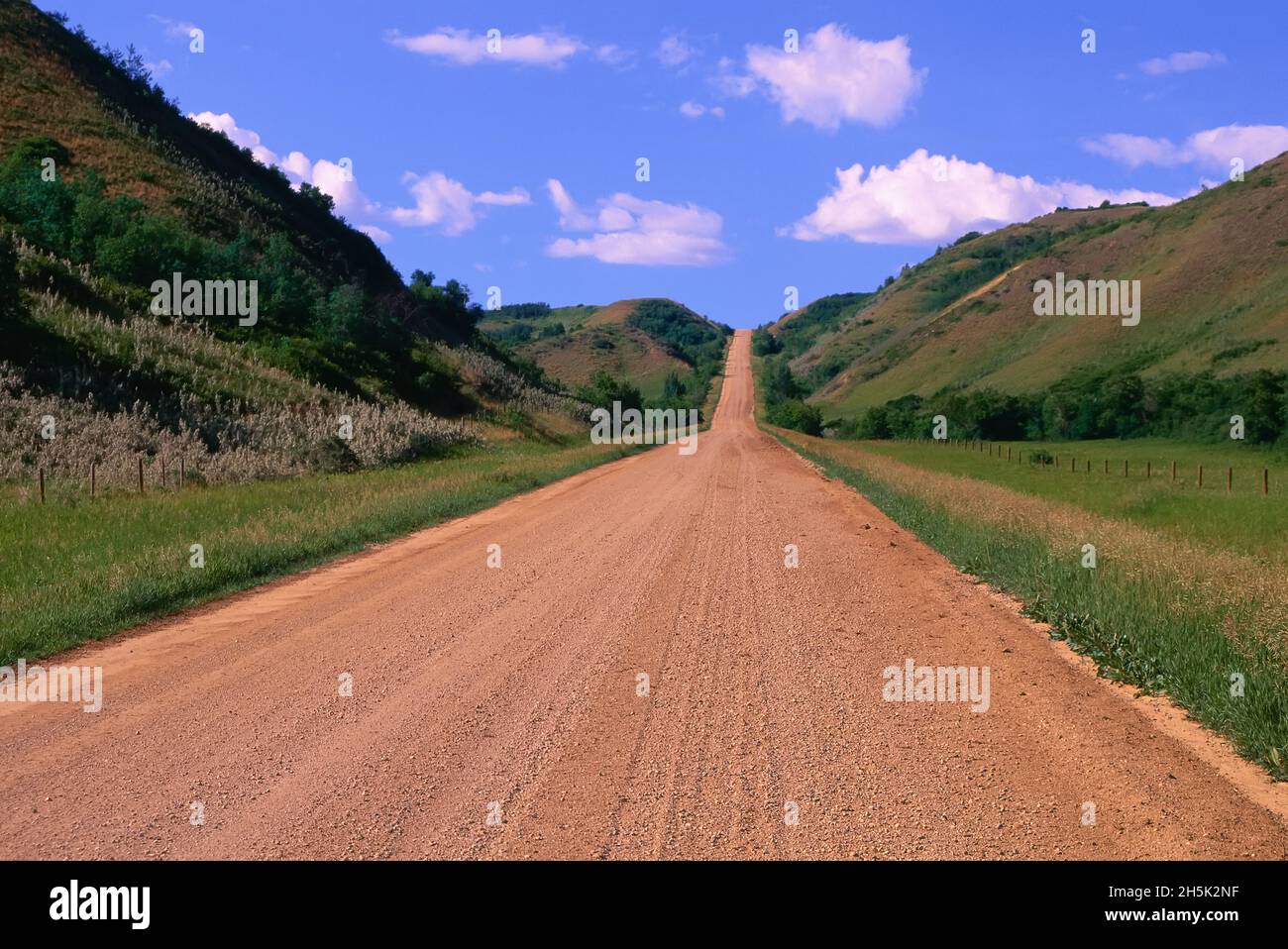 Rural Road, Qu'Appelle Valley, Saskatchewan, Canada Stock Photo
