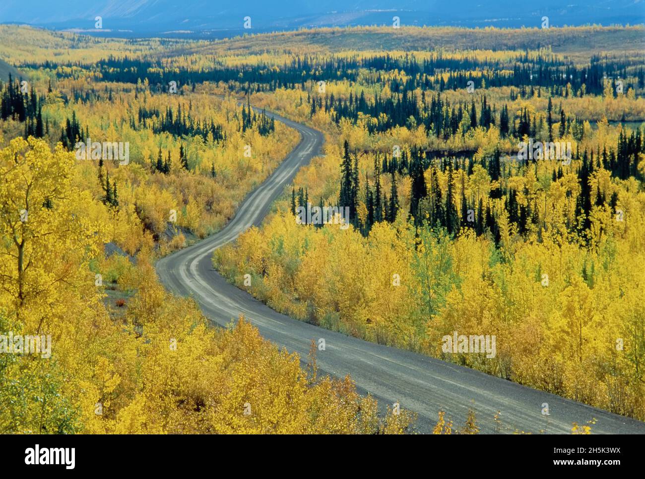 Robert Campbell Highway in Autumn Yukon Territory, Canada Stock Photo