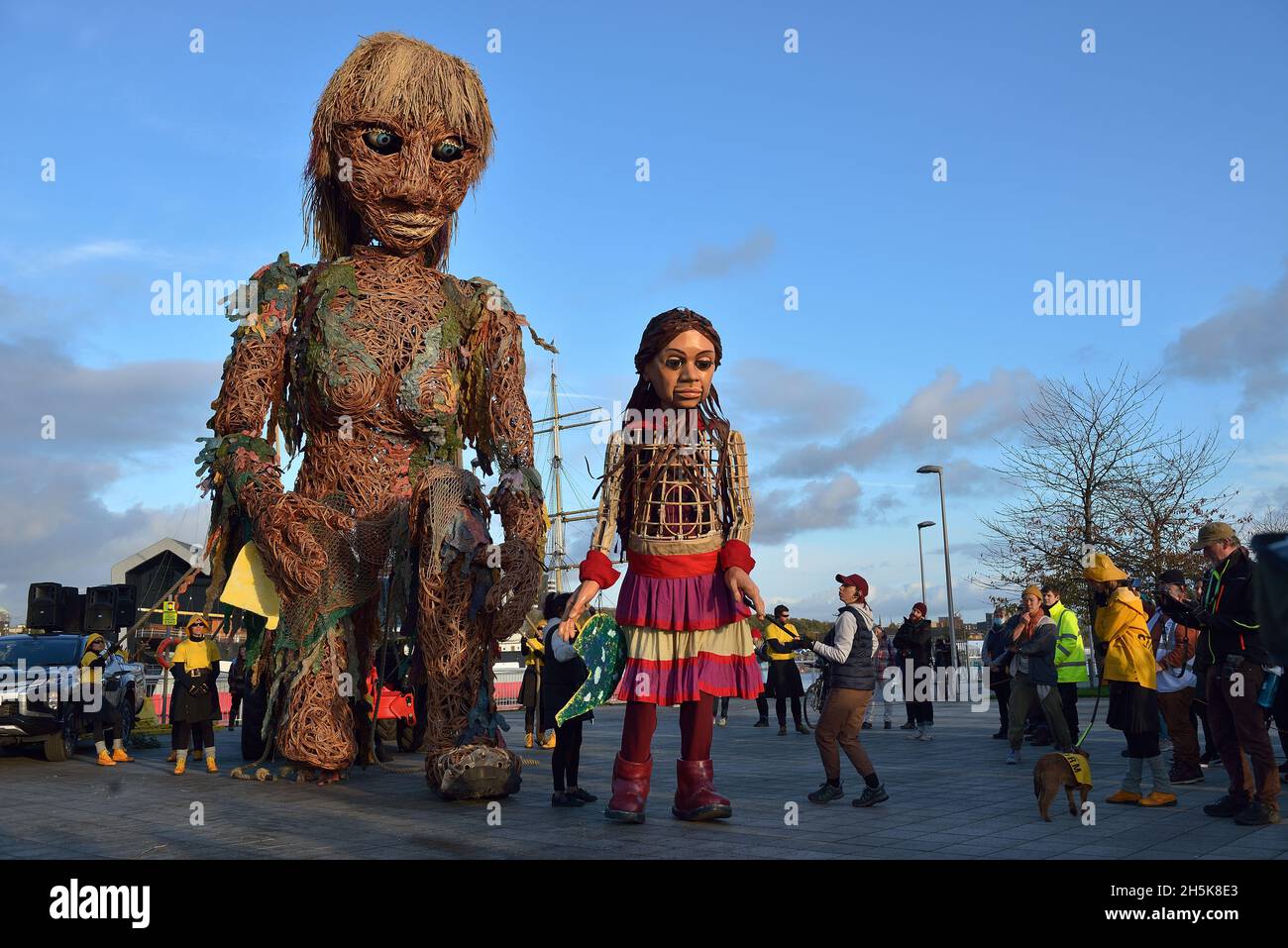 Storm and Little Amal puppets Stock Photo