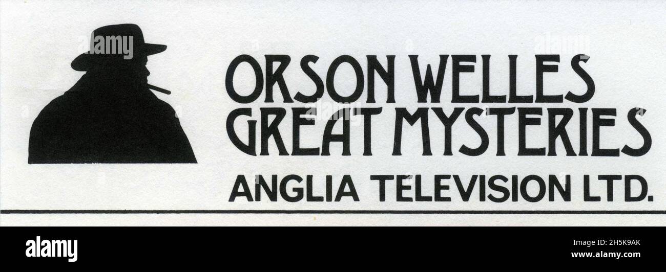 Logo for ORSON WELLES as Host of ORSON WELLES' GREAT MYSTERIES anthology TV Series 1973 - 1974 main title theme by John Barry 20th Century Fox Television / Anglia Television Stock Photo
