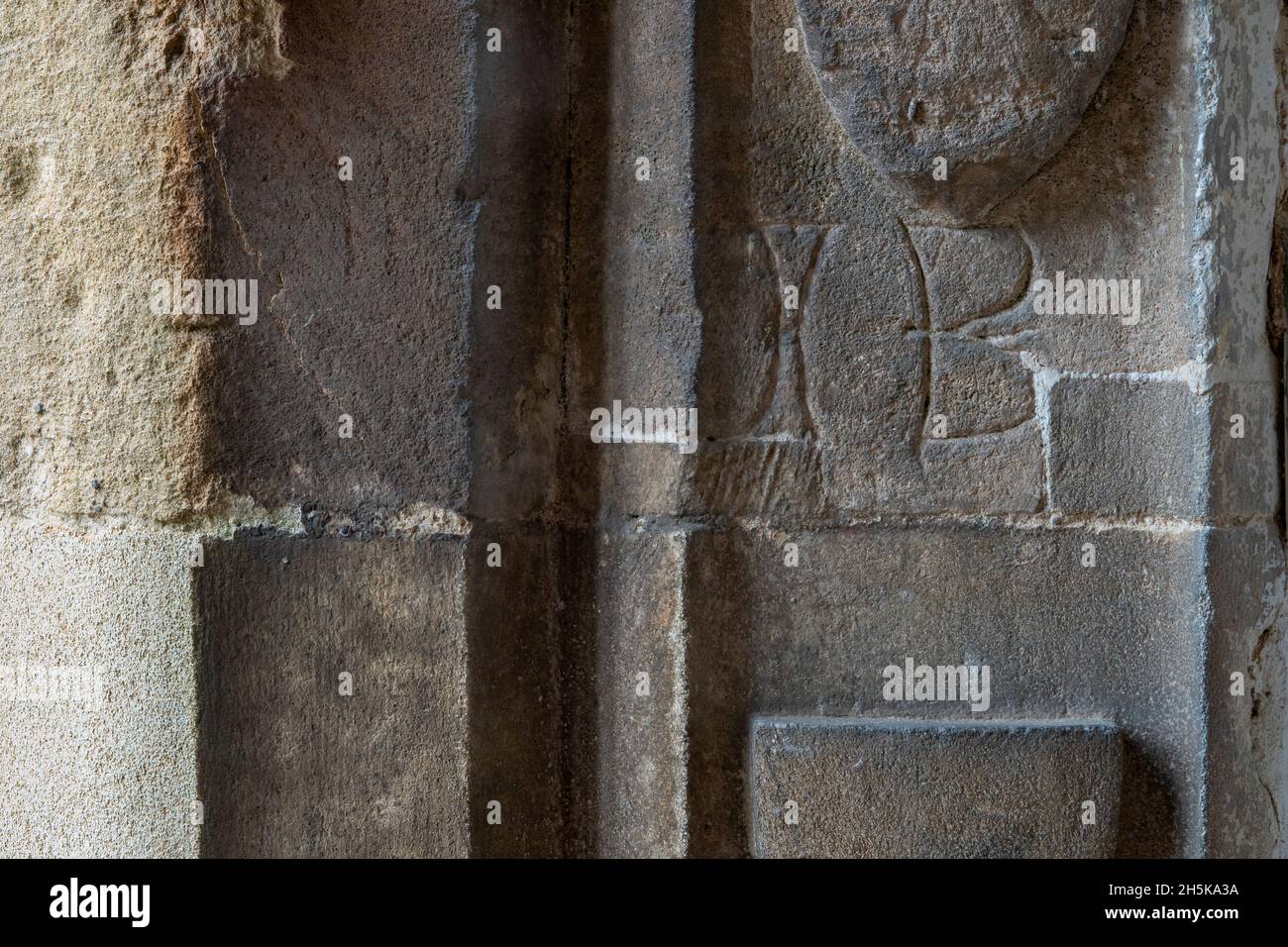 Graffiti detail a the Church of St Mary and St Peter at Kelsale, Suffolk Stock Photo