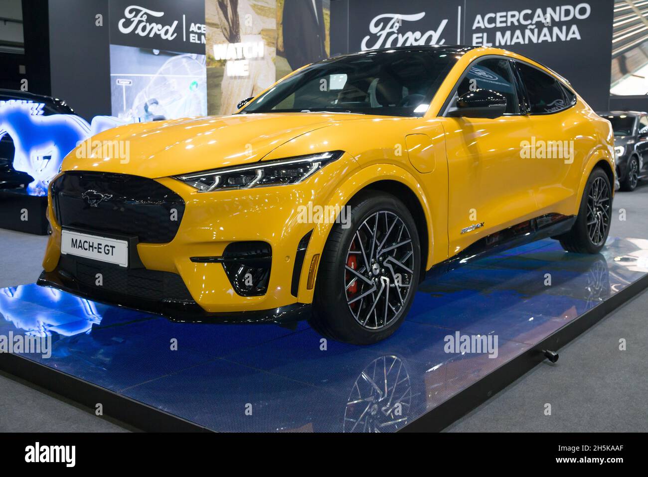 Barcelona, Spain - October 7, 2021: Ford Mustang Mach-E GT showcased at Automobile Barcelona 2021 in Barcelona, Spain. Stock Photo