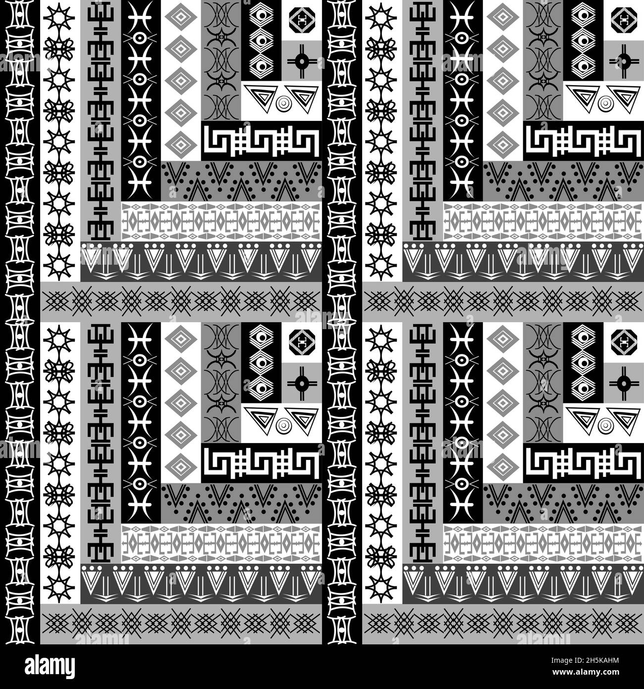 Black and white geometrical background with ethnic motifs Stock Photo ...
