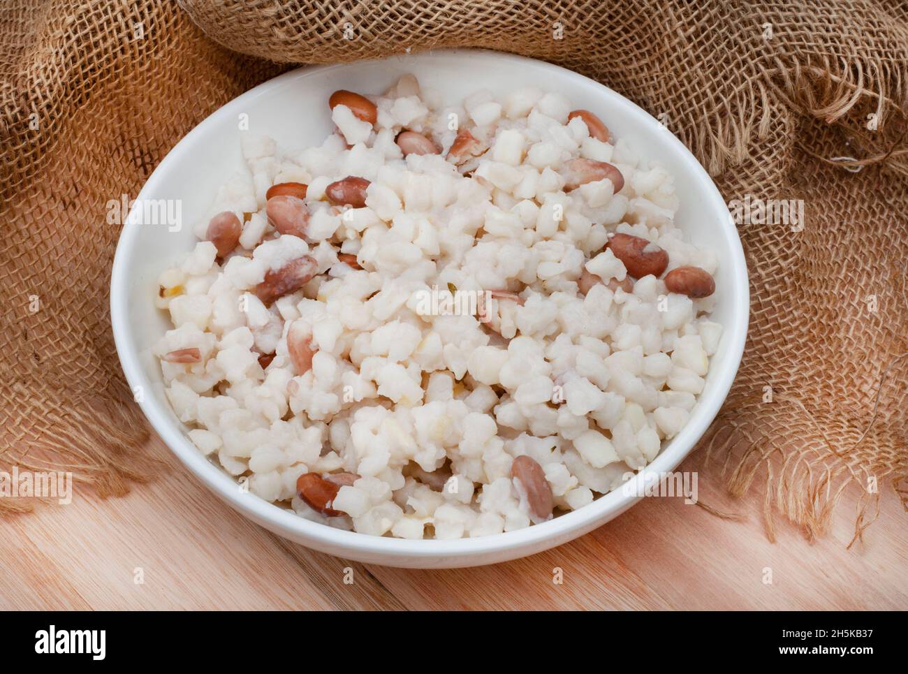 Traditional South African staple food made of pounded maize and beans